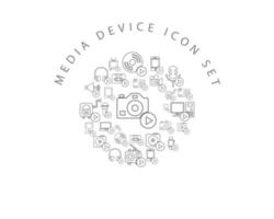 Media-Gerät-Icon-Set-Design auf weißem Hintergrund vektor