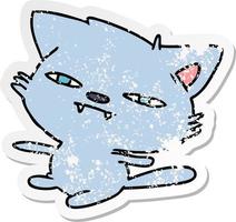 beunruhigter Aufkleber-Cartoon der niedlichen kawaii Katze vektor