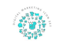 Digital-Marketing-Icon-Set-Design auf weißem Hintergrund vektor