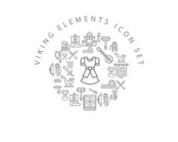 Wikinger-Elemente-Icon-Set-Design auf weißem Hintergrund vektor