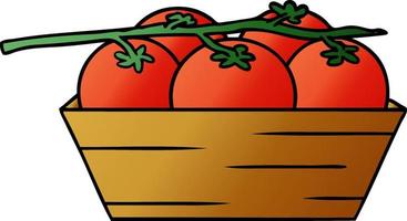 gradient tecknad doodle av en låda med tomater vektor