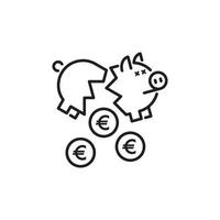 kaputtes Sparschwein-Symbol eps 10 vektor