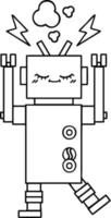 Strichzeichnung Cartoon tanzender Roboter vektor