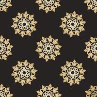 nahtloses Muster mit Mandala-Ornament. Gold auf schwarzem Grund. moderne stilvolle abstrakte textur. sich wiederholende geometrische elemente für web oder textil. Vektor-Illustration. vektor