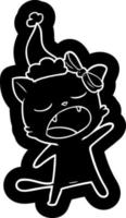 tecknad serie ikon av en sång katt bär santa hatt vektor