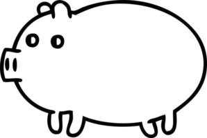 linje teckning tecknad serie fett gris vektor