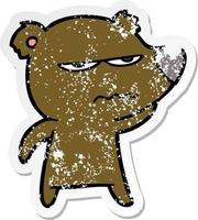 bedrövad klistermärke av en arg björn tecknad vektor