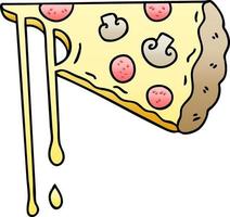 schrullige, farbverlaufsschattierte Cartoon-Käsepizza vektor