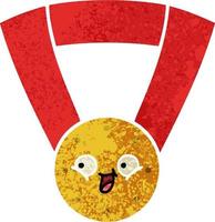 Cartoon-Goldmedaille im Retro-Illustrationsstil vektor