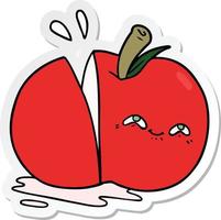 Aufkleber eines Cartoon geschnittenen Apfels vektor
