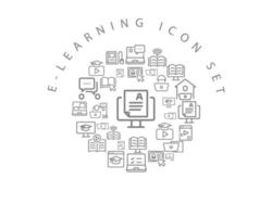 e-learning ikon uppsättning design på vit bakgrund. vektor