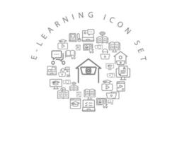 e-learning ikon uppsättning design på vit bakgrund. vektor