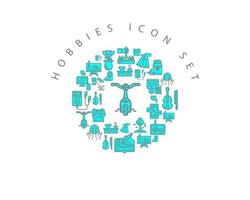 Hobbies-Icon-Set-Design auf weißem Hintergrund