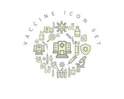 Impfstoff-Icon-Set-Design auf weißem Hintergrund vektor