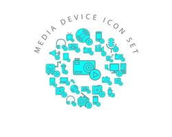 Media-Gerät-Icon-Set-Design auf weißem Hintergrund vektor
