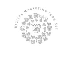 Digital-Marketing-Icon-Set-Design auf weißem Hintergrund vektor