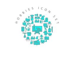 Hobbies-Icon-Set-Design auf weißem Hintergrund