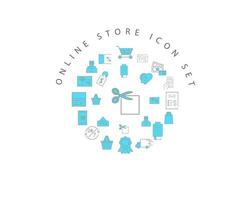 Online-Shop-Icon-Set-Design auf weißem Hintergrund. vektor