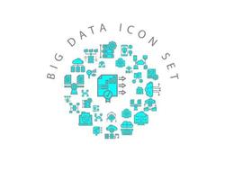 Big Data-Icon-Set-Design auf weißem Hintergrund vektor