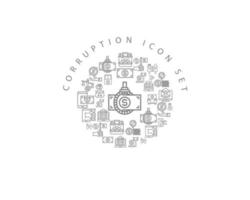 Korruption Icon-Set-Design auf weißem Hintergrund. vektor