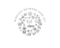 Wireless-Netzwerk-Icon-Set-Design auf weißem Hintergrund. vektor