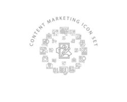 Content-Marketing-Icon-Set-Design auf weißem Hintergrund. vektor