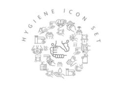 Hygiene-Icon-Set-Design auf weißem Hintergrund. vektor