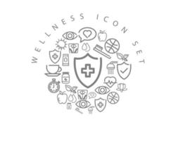 Wellness-Interface-Icon-Set-Design auf weißem Hintergrund. vektor