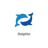 Delphin-Logo. Delfinspringen auf den Wellen des Meeres oder Strandes. mit Vektorillustrationsbearbeitung. vektor