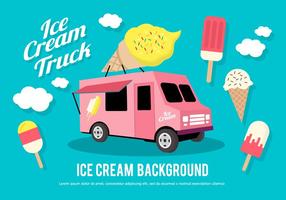 Gratis Flat Ice Cream Truck Vektor Illustration