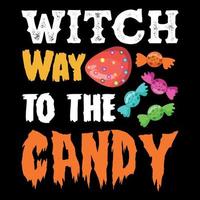 Hexenweg zur Süßigkeit - Halloween-T-Shirt-Design vektor