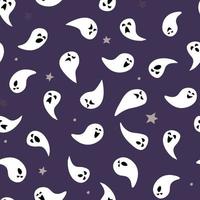 Nahtloses Muster mit Geistern. einfache abstrakte silhouetten mit unterschiedlichen emotionen für halloween. Vektorgrafiken. vektor