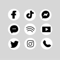 Social-Media-Symbole schwarz gesetzt vektor