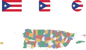 puerto rico Karta och flagga platt ikon symbol vektor illustration