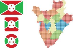 burundi Karta och flagga platt ikon symbol vektor illustration