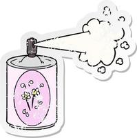 bedrövad klistermärke av en tecknad serie aerosol fräschare spray kan vektor