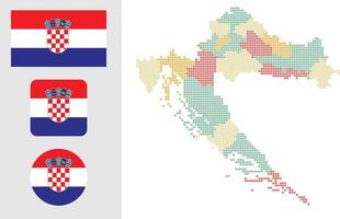 kroatien Karta och flagga platt ikon symbol vektor illustration