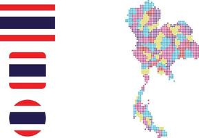 thailand Karta och flagga platt ikon symbol vektor illustration