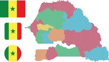Senegal Karte und Flagge flach Symbol Symbol Vektor Illustration