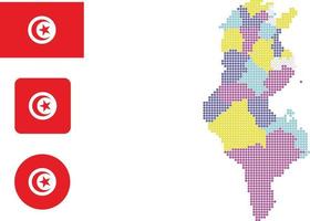 tunisien Karta och flagga platt ikon symbol vektor illustration