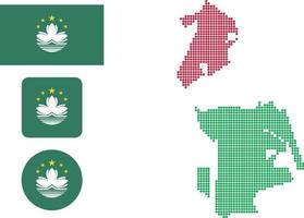 Macau Karte und Flagge flach Symbol Symbol Vektor Illustration