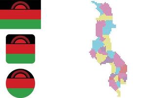 malawi Karta och flagga platt ikon symbol vektor illustration