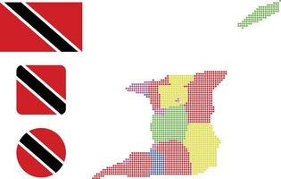 trinidad och tobago Karta och flagga platt ikon symbol vektor illustration