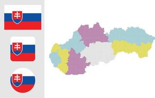 slovakiska Karta och flagga platt ikon symbol vektor illustration