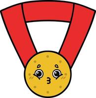 niedliche Cartoon-Goldmedaille vektor