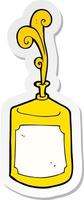 klistermärke av en tecknad serie sprutande senap flaska vektor