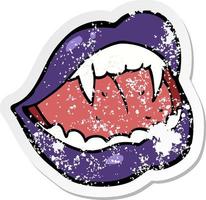 Retro beunruhigter Aufkleber der Lippen eines Cartoon-Vampirs