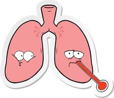 klistermärke av en tecknad serie ohälsosam lungor vektor