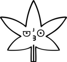 Strichzeichnung Cartoon-Marihuana-Blatt vektor