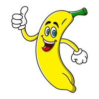 Bananen-Cartoon-Lächeln mit Daumen nach oben